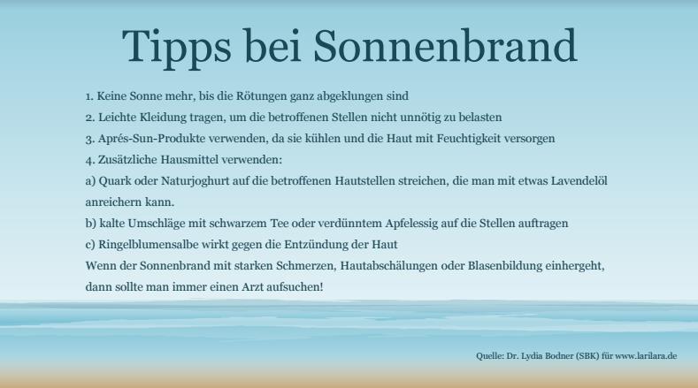 Tipps bei Sonnenbrand