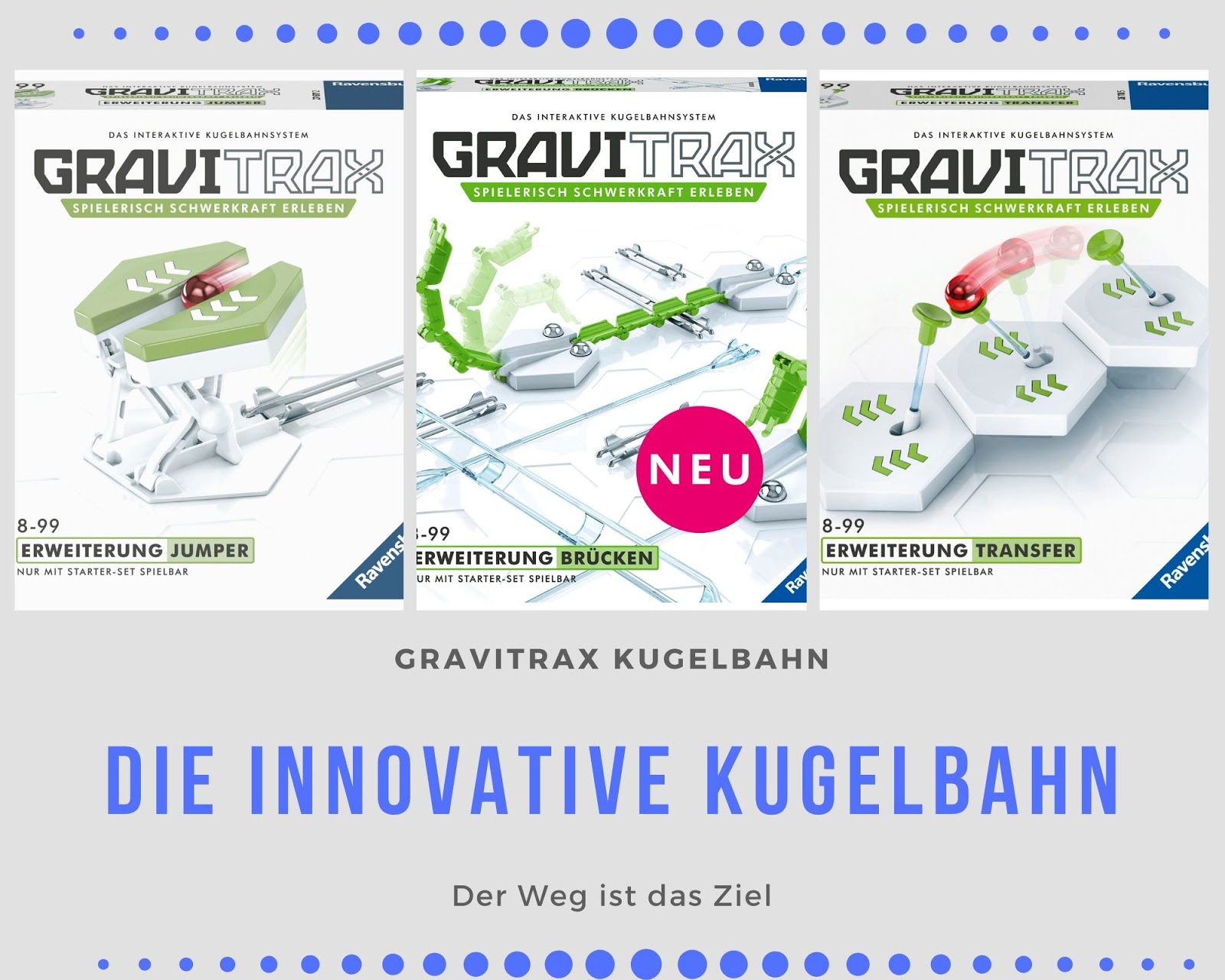 GraviTrax Kugelbahn Erweiterung Bruecke und Actionsteine Jumper und Transfer