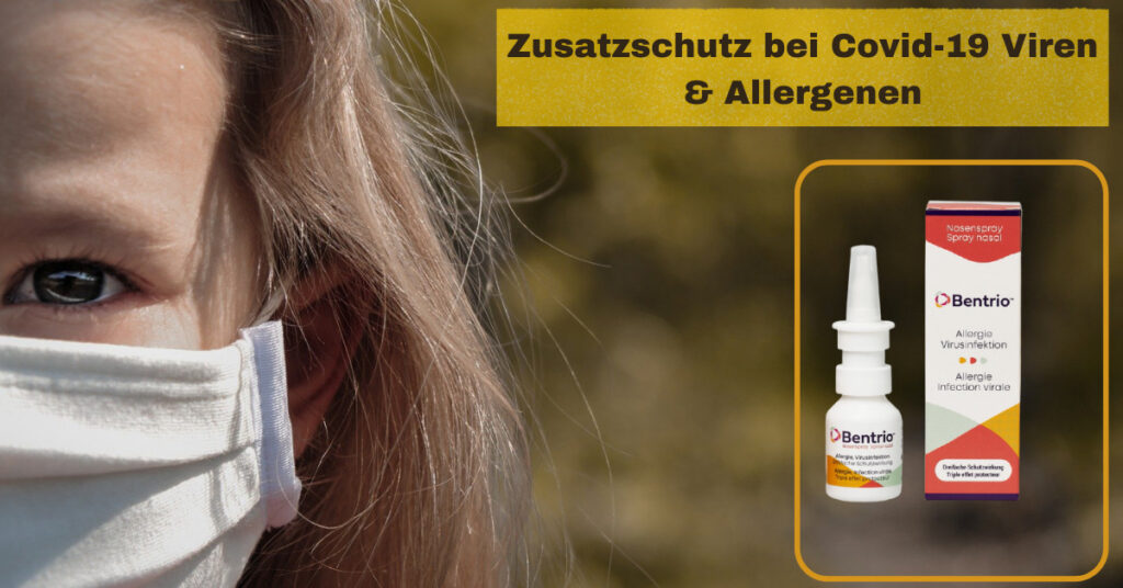 Bentrio Nasenspray als Zuatzschutz vor Covid-19 Viren.