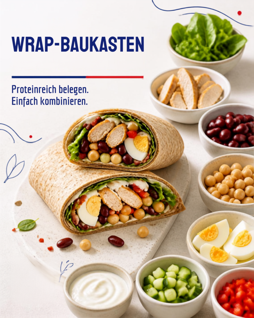 Proteinreicher Familienalltag. Der Wrap-Baukasten zum Selberfüllen für die ganze Familie